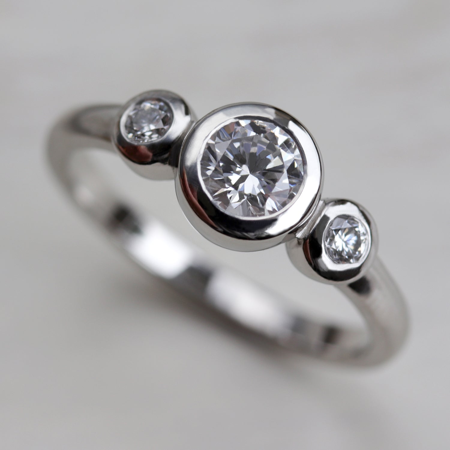 5mm Bezel-set Three Stone Ring