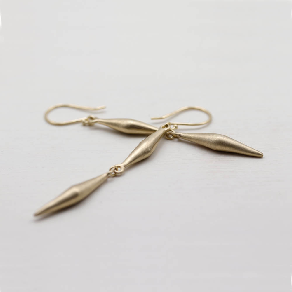 Double Sculpted Pod Dangle Earrings, Earrings - Aide-mémoire Jewelry