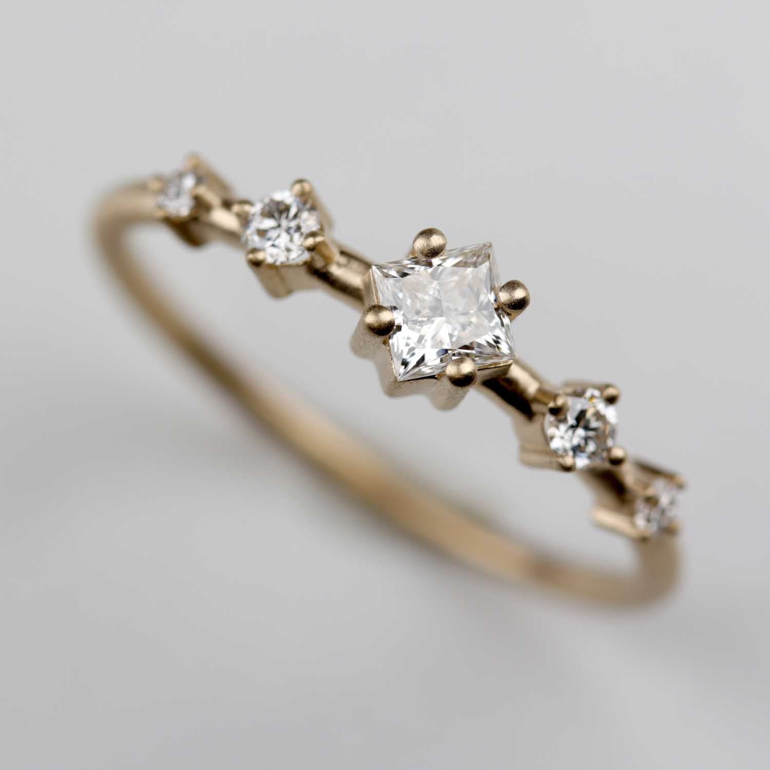 Princess Cut Station Ring