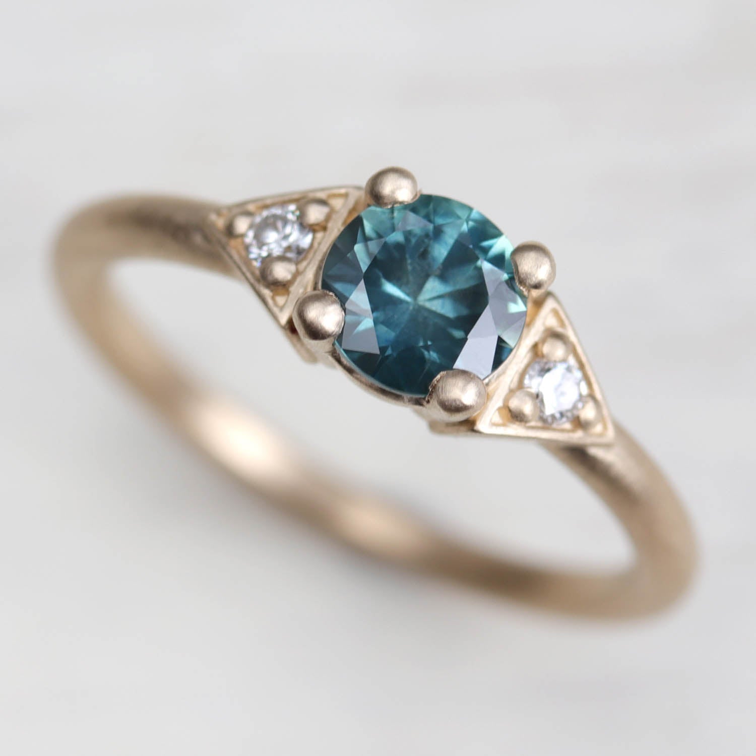 Prong-set Deco Three Stone Ring