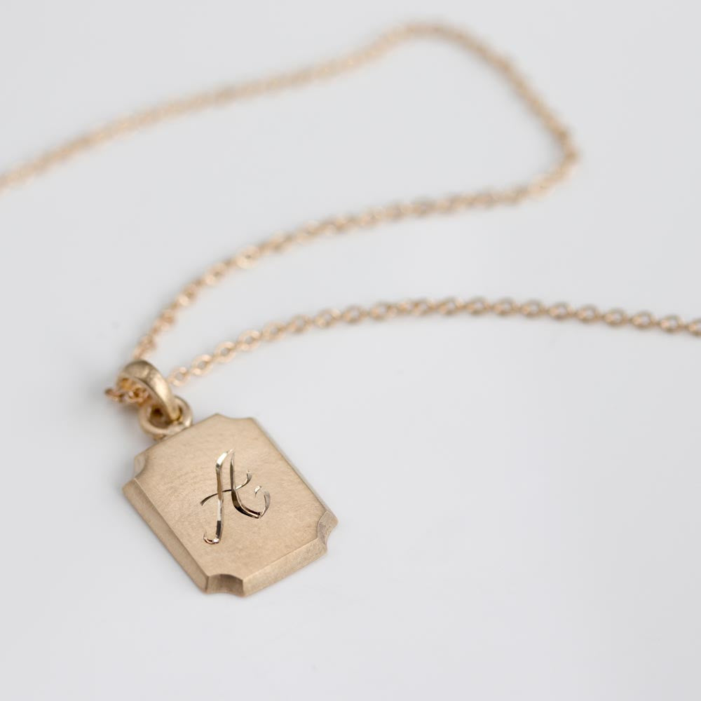Rectangle Hand-engraved Monogram Pendant