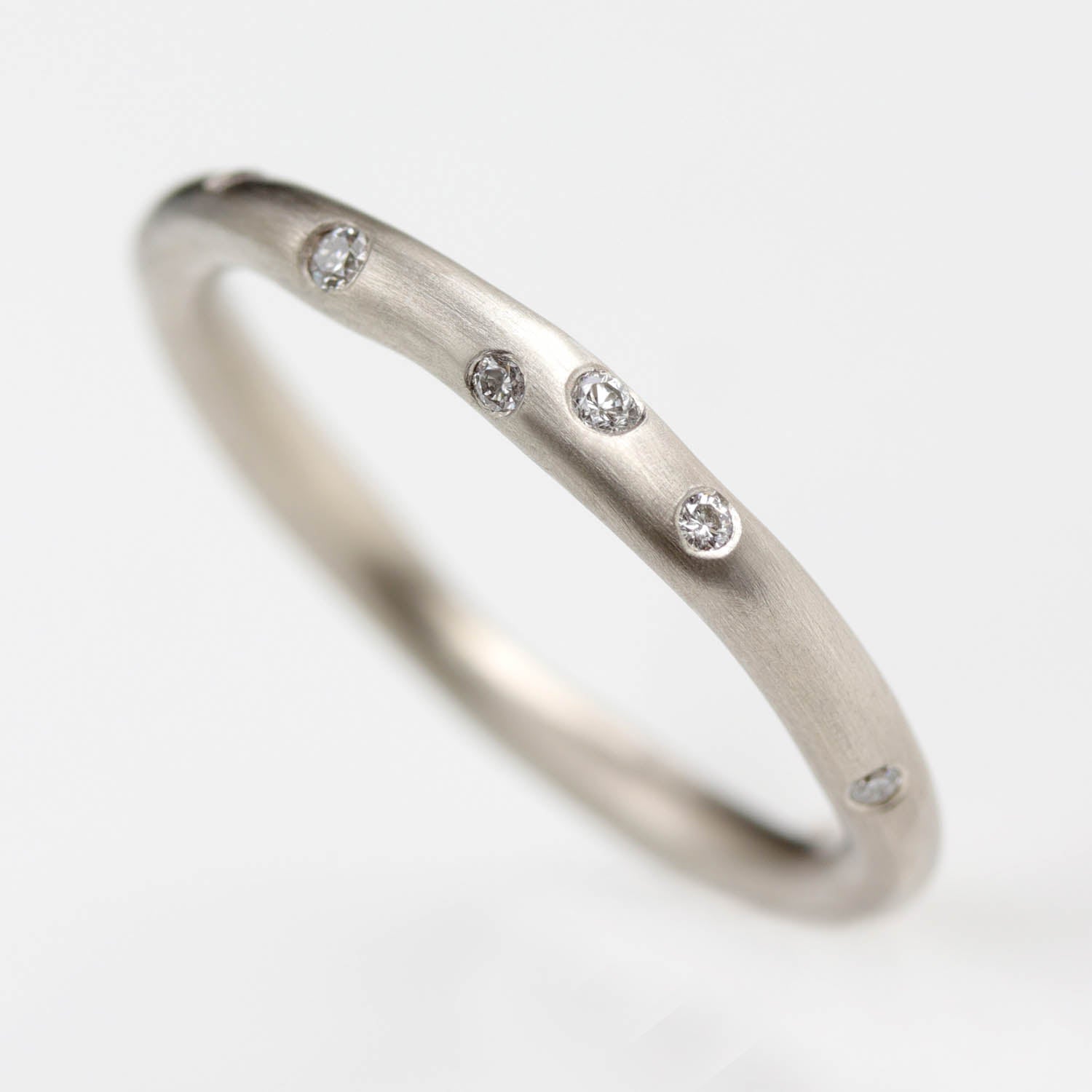 Round Sculpted Diamond Stacking Ring