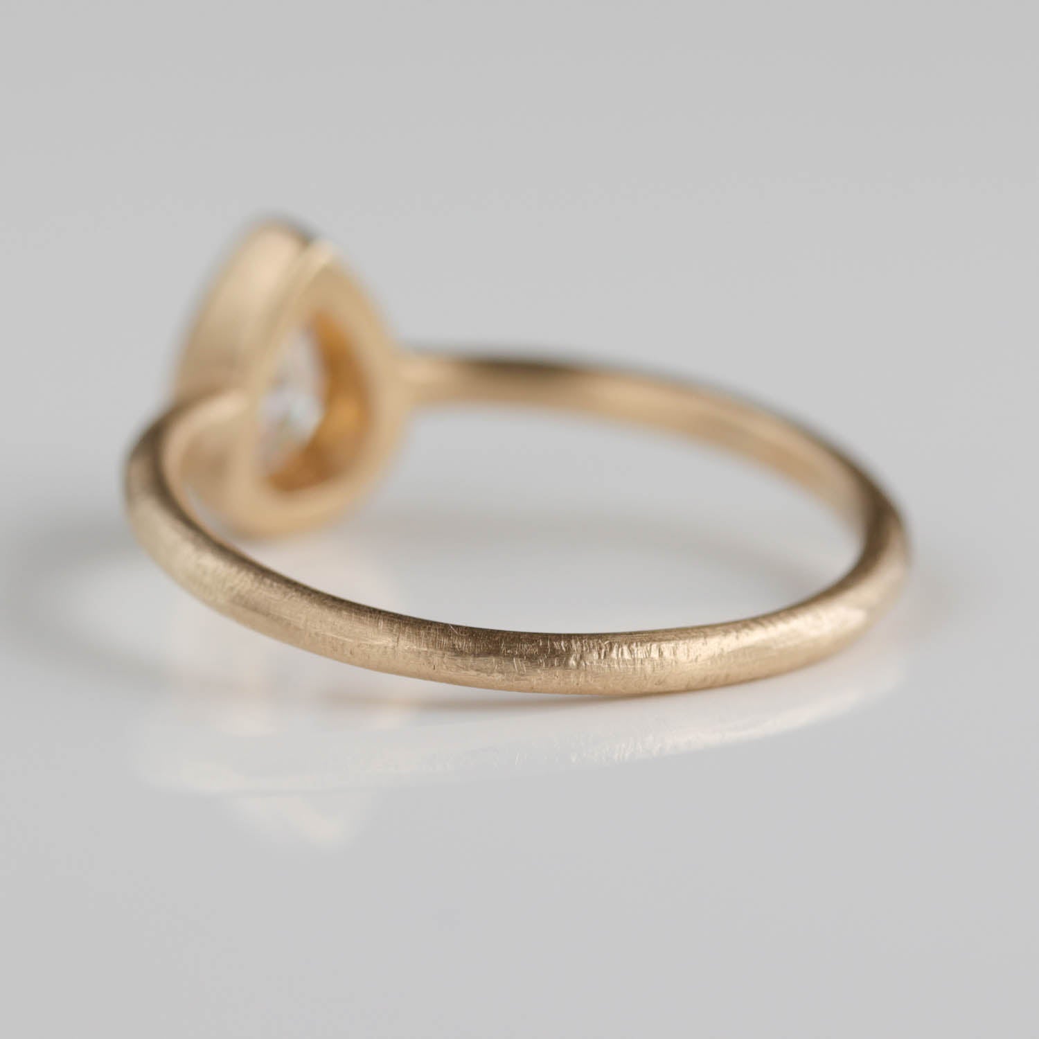 6x4mm Rustic Pear Cut Solitaire Engagement Ring