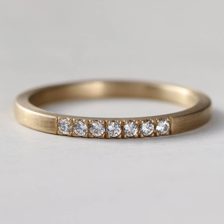 Seven Stone Square Stacking Ring >7.25, Women's Wedding Band - Aide-mémoire Jewelry