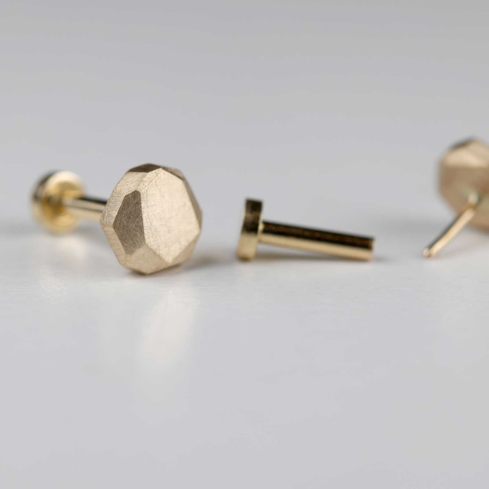 Small Round Faceted Stud Earrings, with press-fit posts