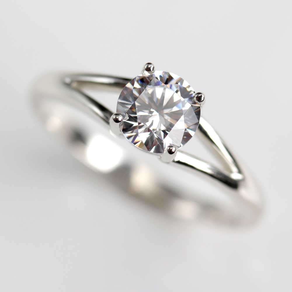 Round Brilliant Split Shank Solitaire Engagement Ring