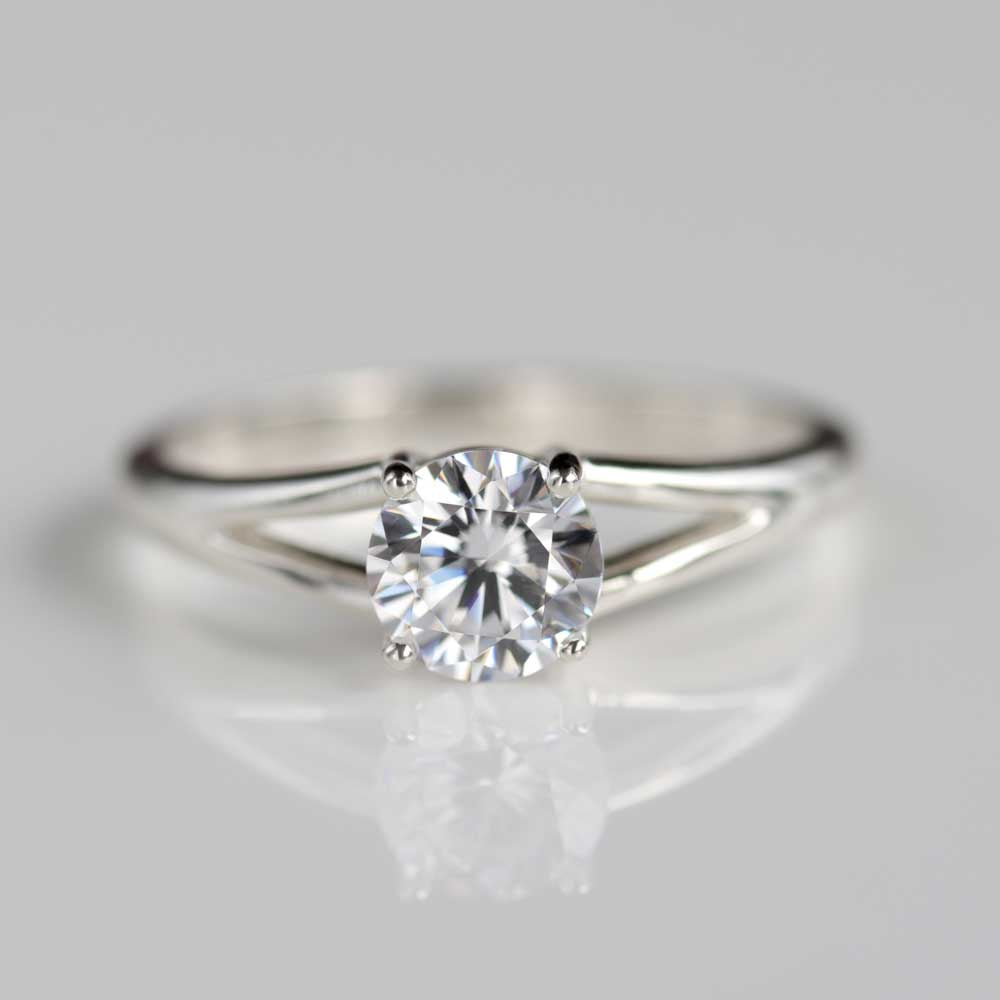 Round Brilliant Split Shank Solitaire Engagement Ring