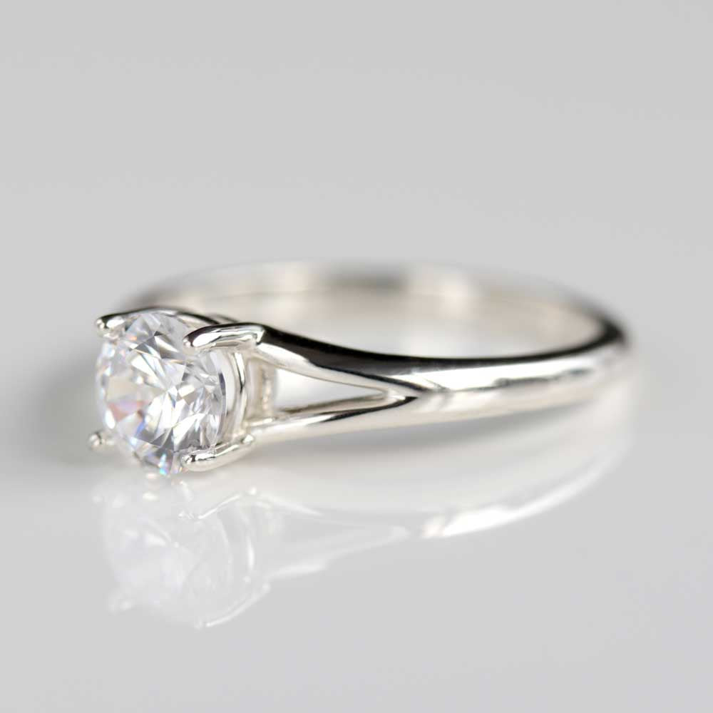 Round Brilliant Split Shank Solitaire Engagement Ring