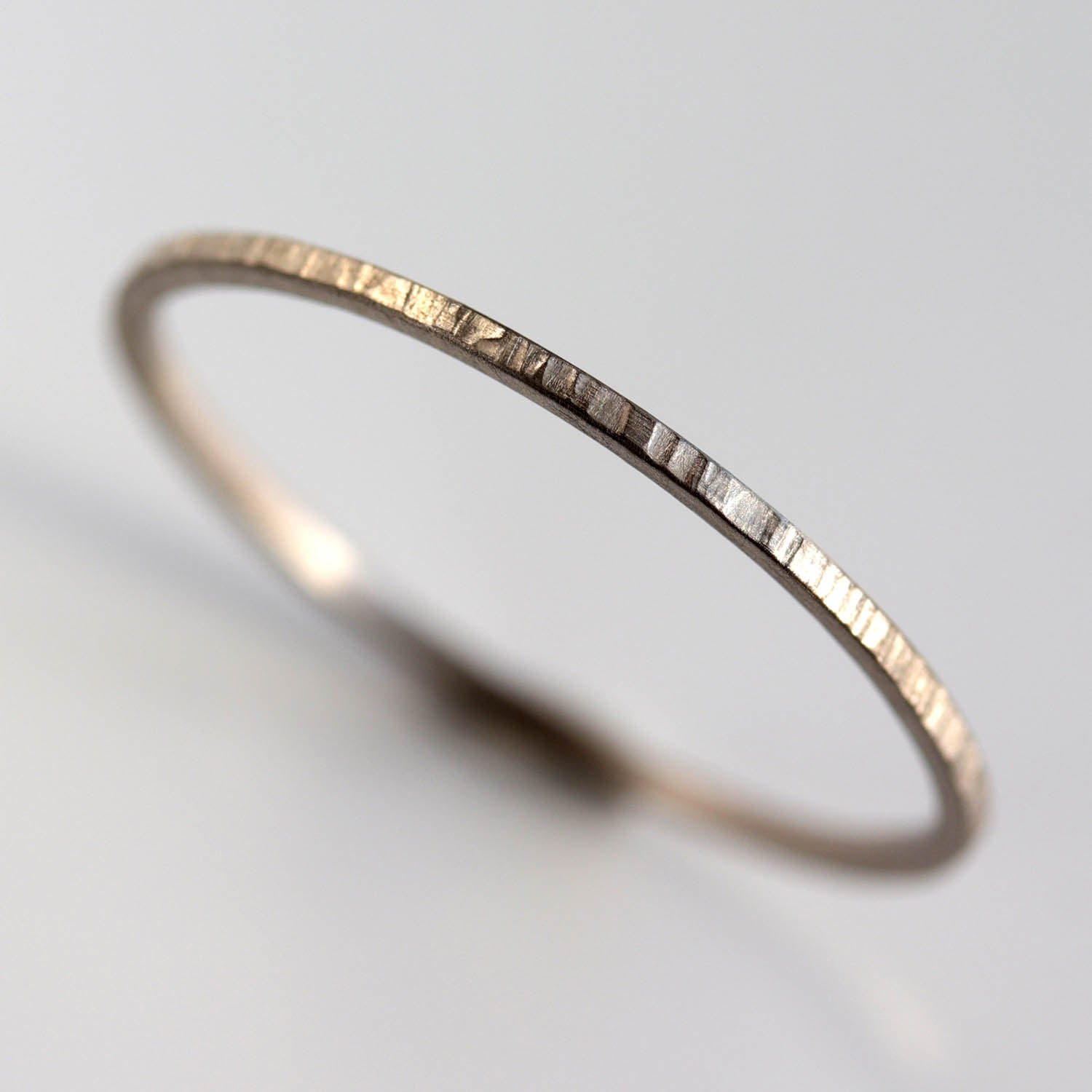 1mm Square White Gold Wood Texture Band