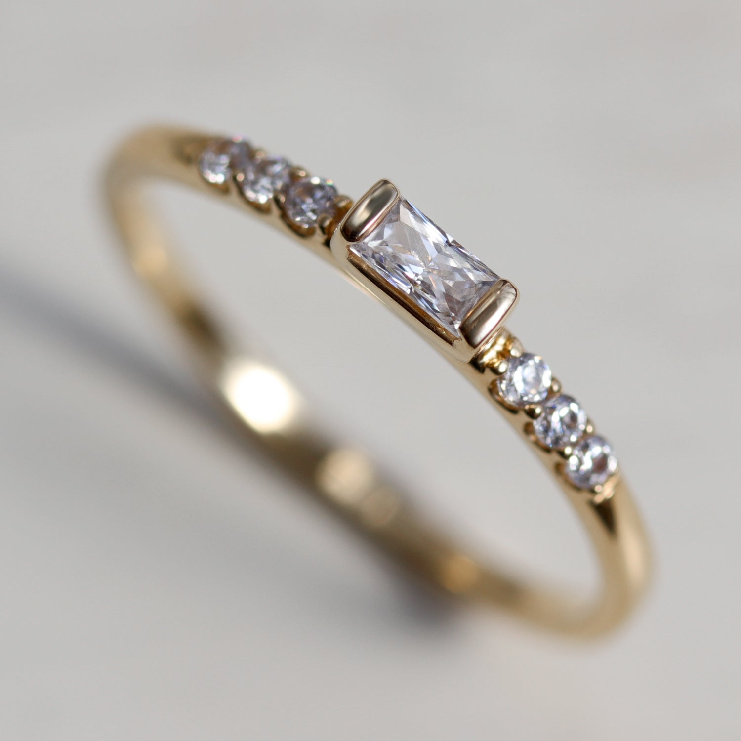 Dainty & Petite Baguette Stacking Ring - Ethical, Eco-friendly Jewelry