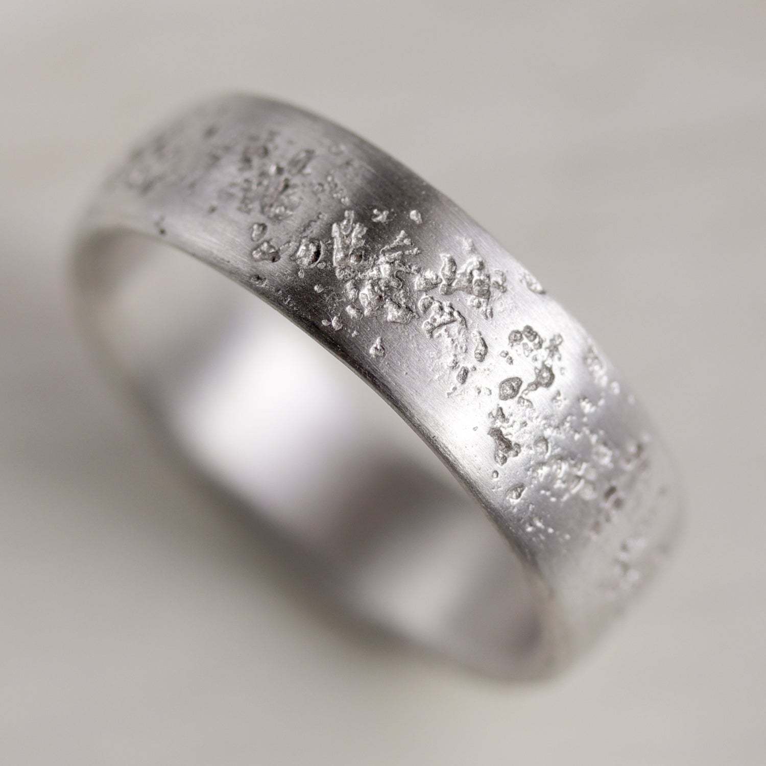 Silver Concrete Engagement Band