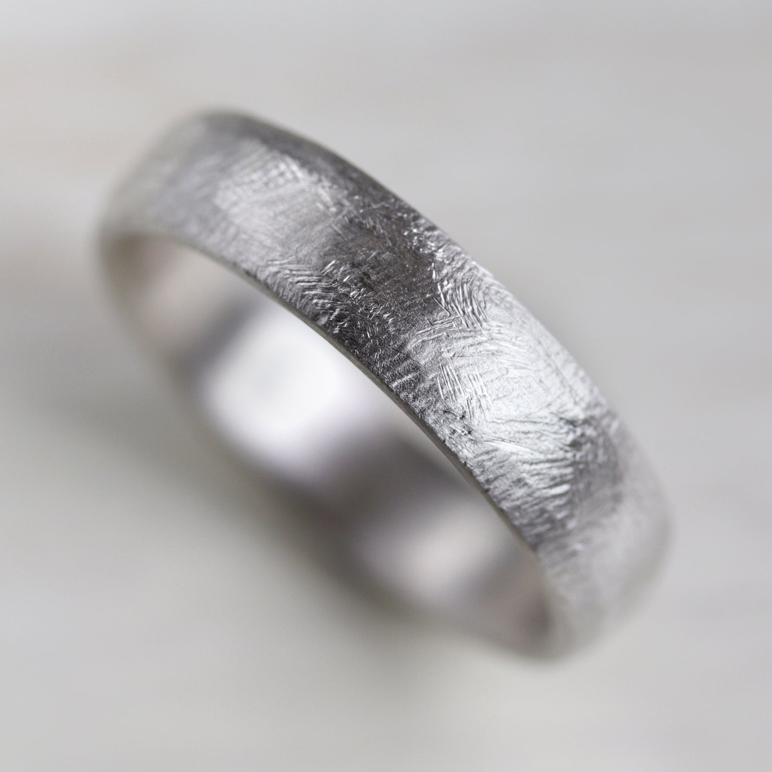 Silver Hand-Hewn Engagement Band