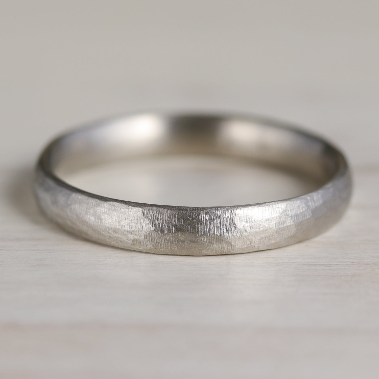 Stone Texture Narrow & Comfort-fit Classic Band Ring •