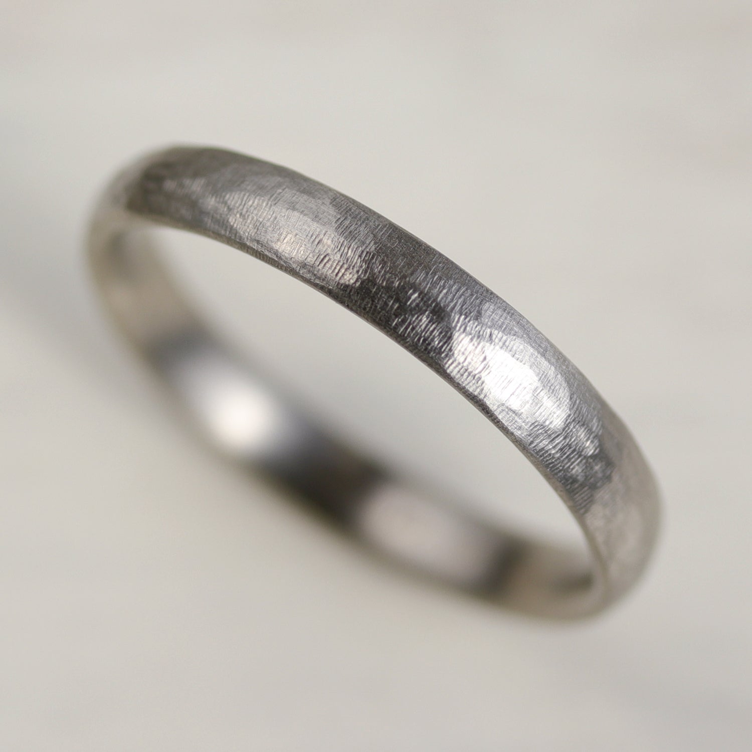 Stone Texture Narrow & Comfort-fit Classic Band Ring