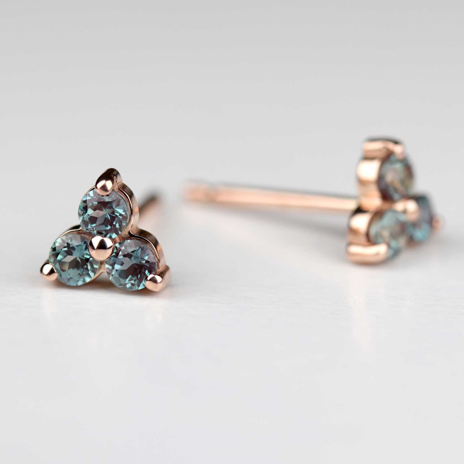 Three Stone Post Earrings