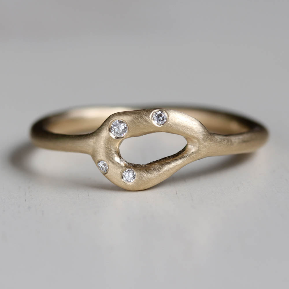 Diamond Sculpted Torus Ring, Organic Jewelry, Stacking Ring, Alternative Wedding Band, Alternative Engagement Ring - Aide-mémoire Jewelry