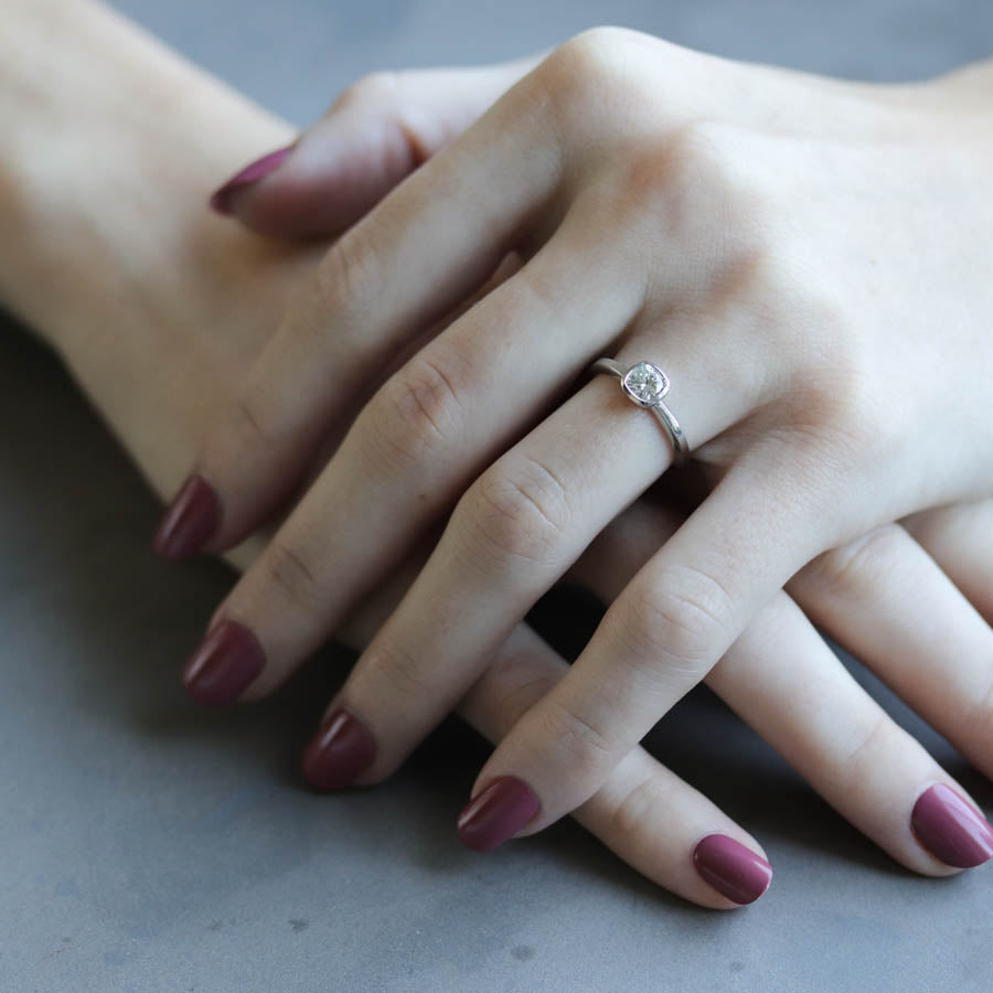 5mm Deco Cushion Cut Engagement Ring