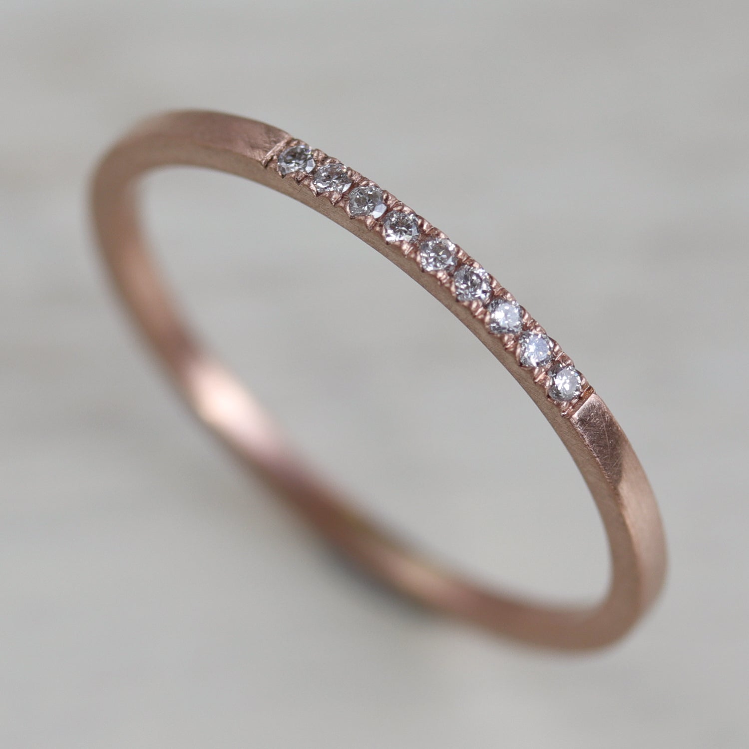 Nine Stone Diamond Stacking Ring •