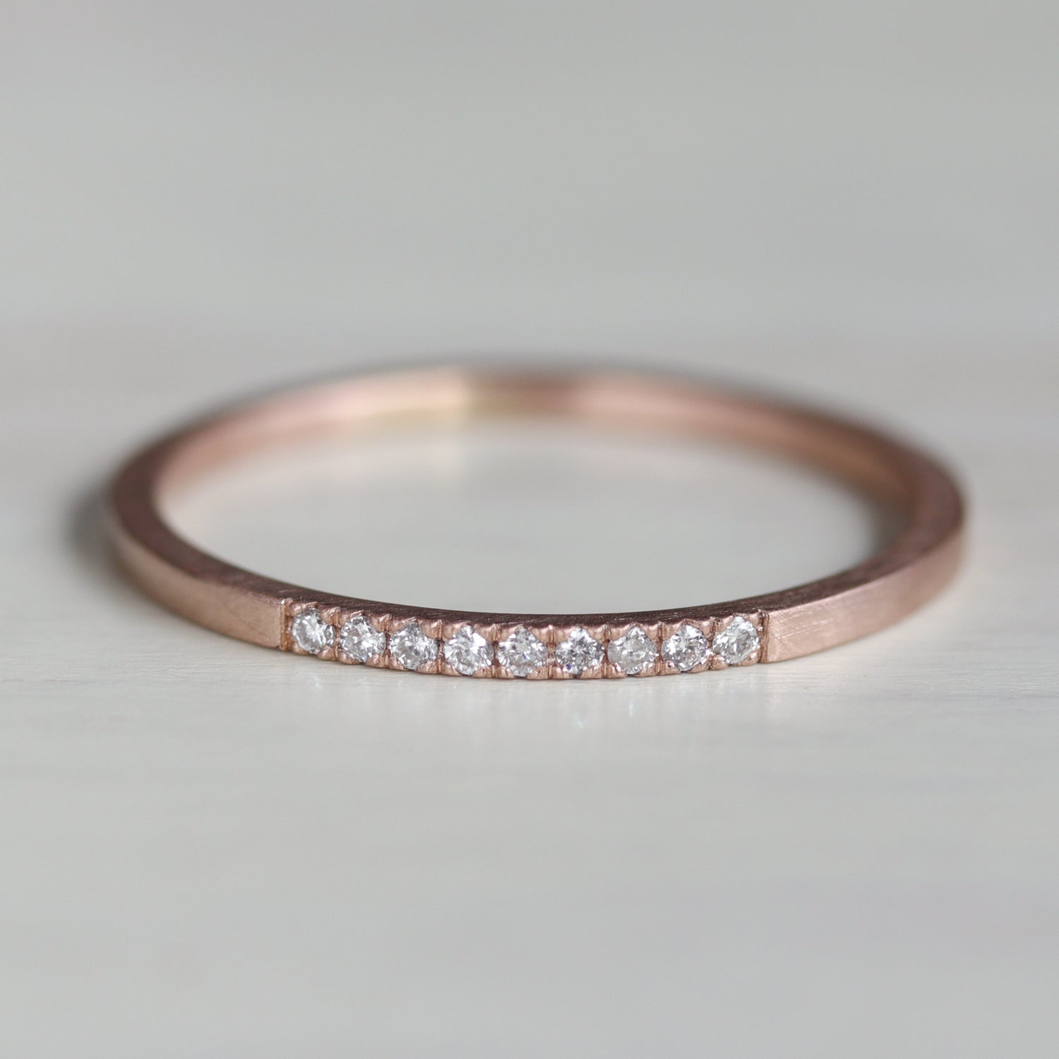 Nine Stone Diamond Stacking Ring •