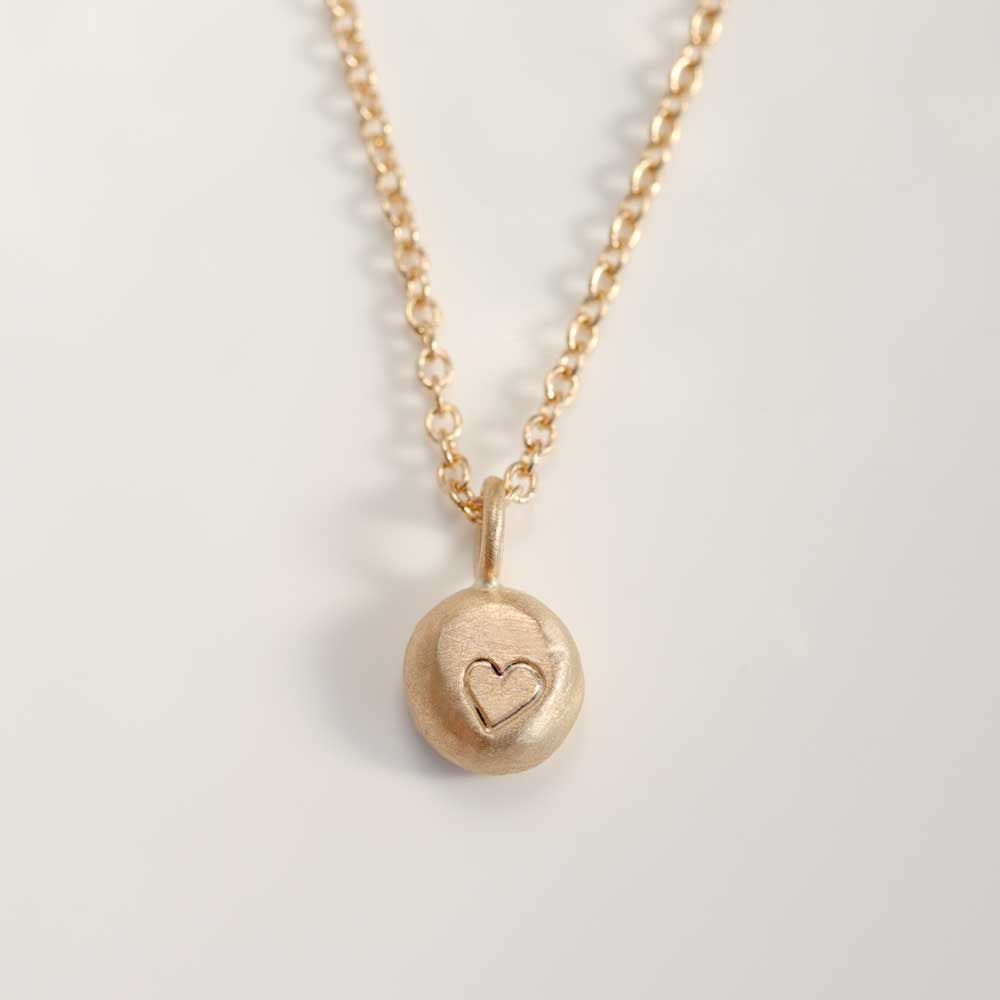 Engraved Heart Pebble Pendant