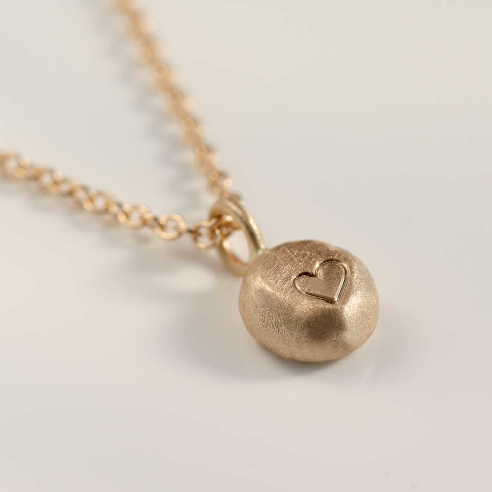 Engraved Heart Pebble Pendant