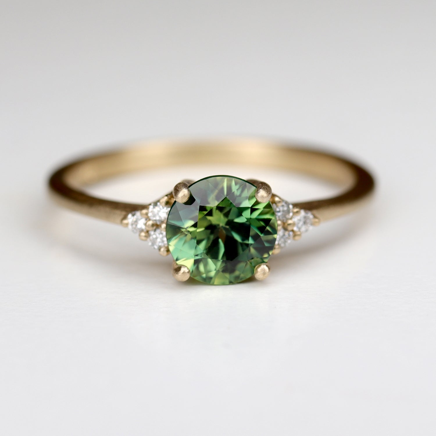 Basket Seven Stone Cluster Engagement Ring with Australian Sapphire