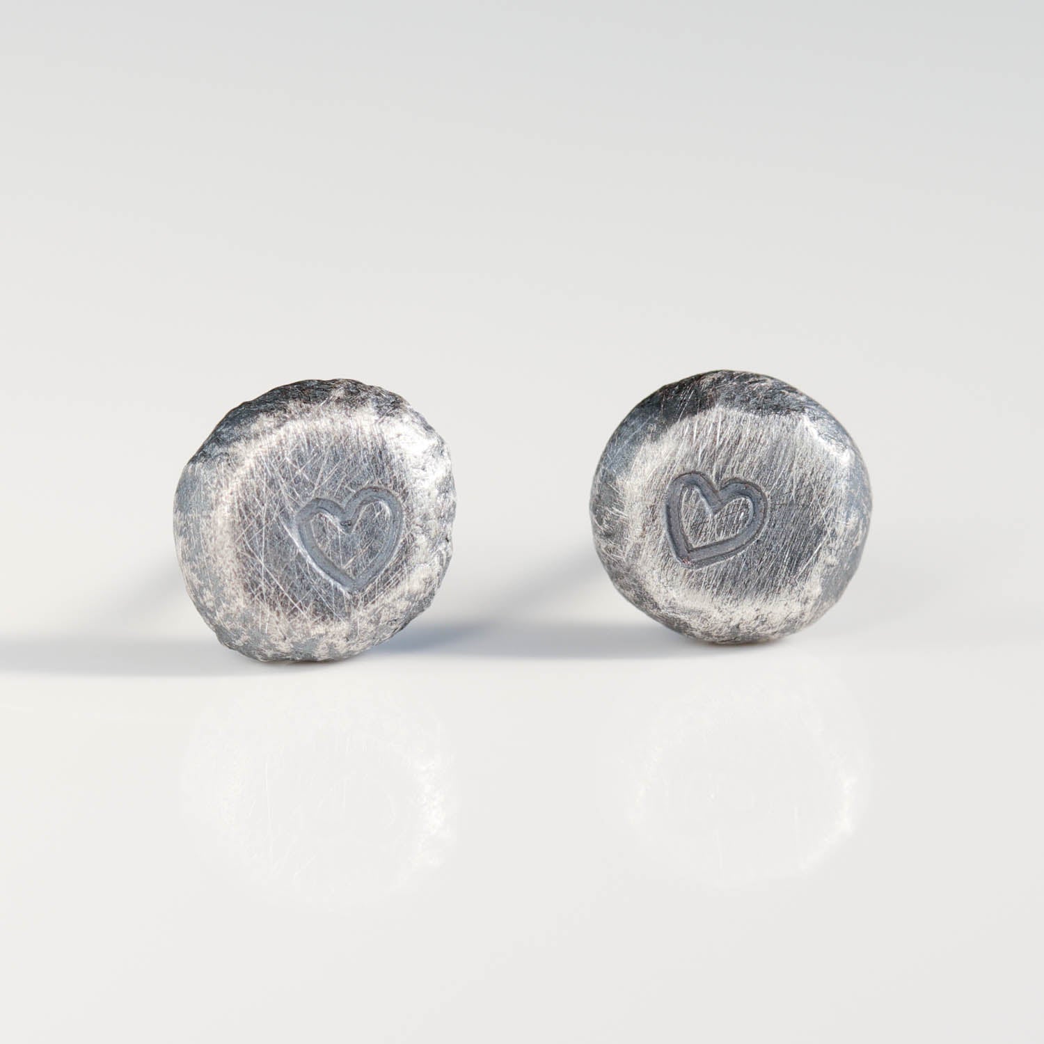 Engraved Heart Pebble Studs