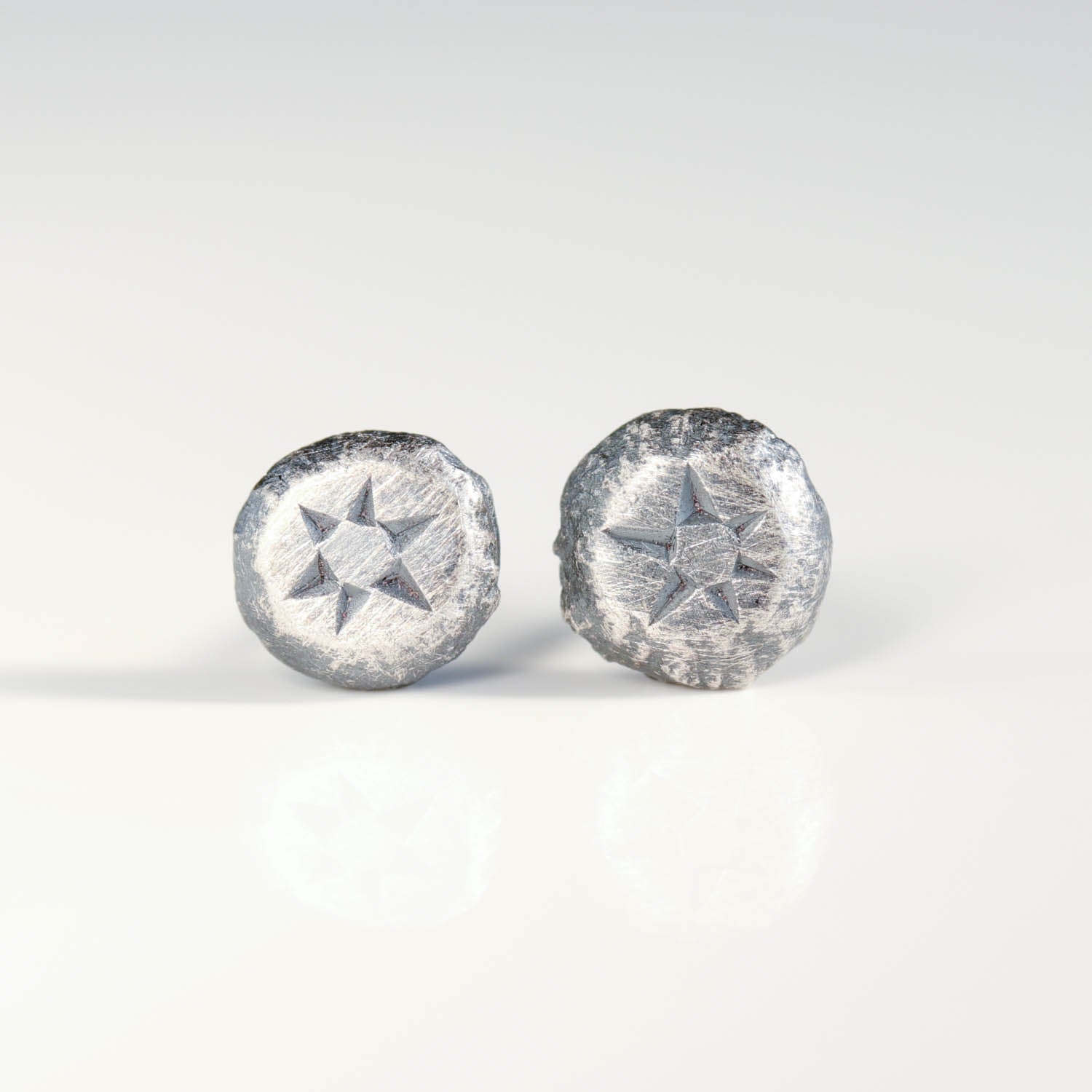 Engraved Sunburst Pebble Studs
