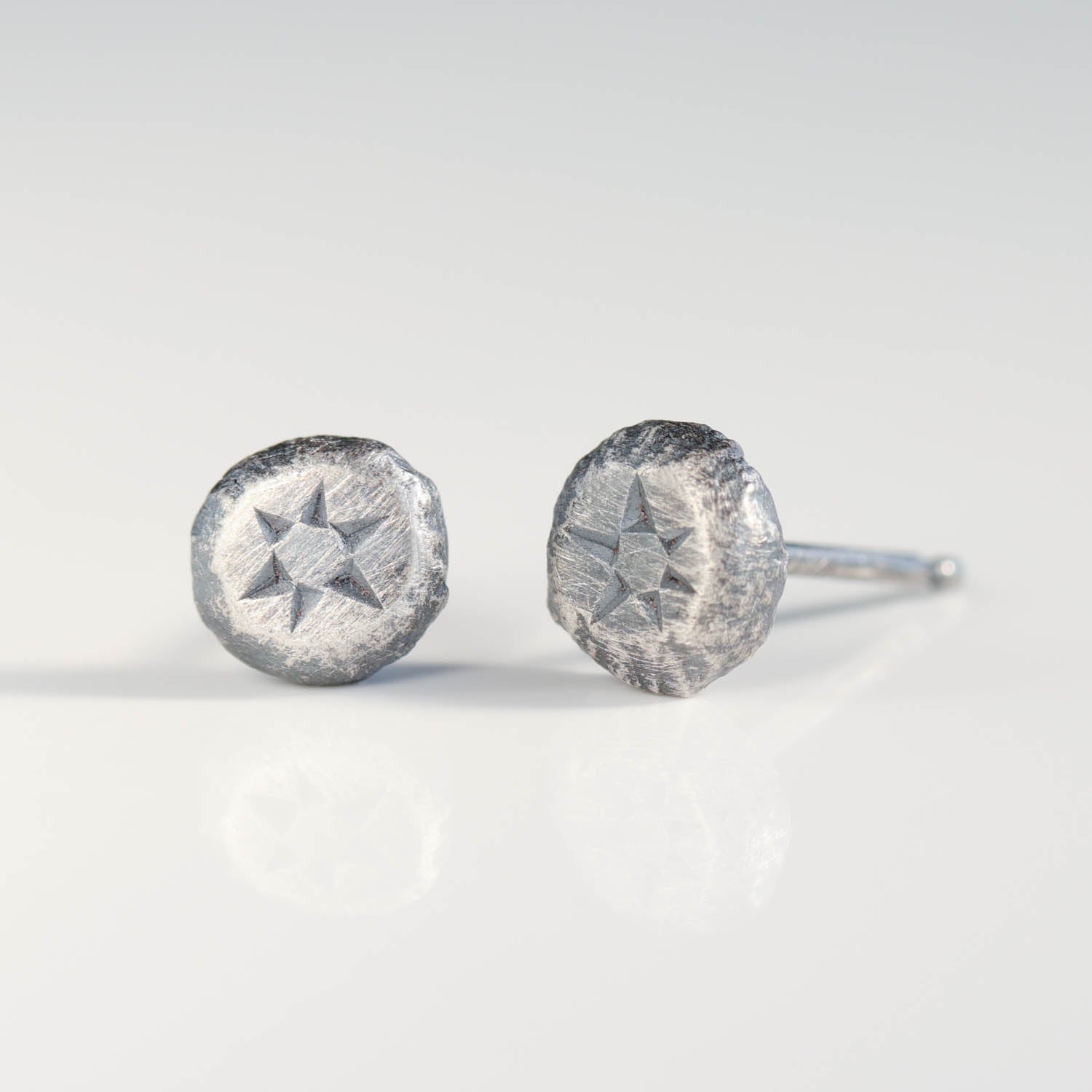 Engraved Sunburst Pebble Studs