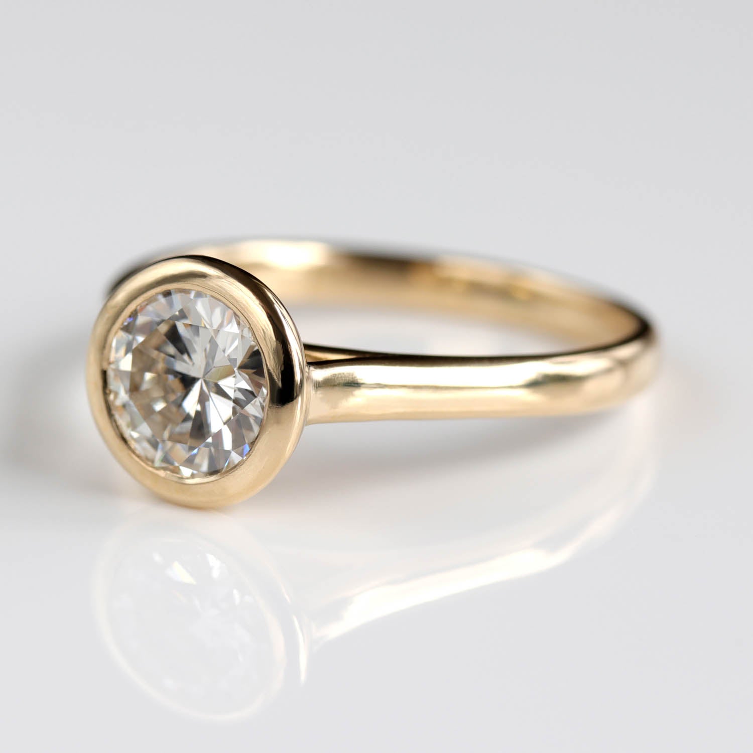 Round Brilliant Cut Open Bezel Solitaire Engagement Ring