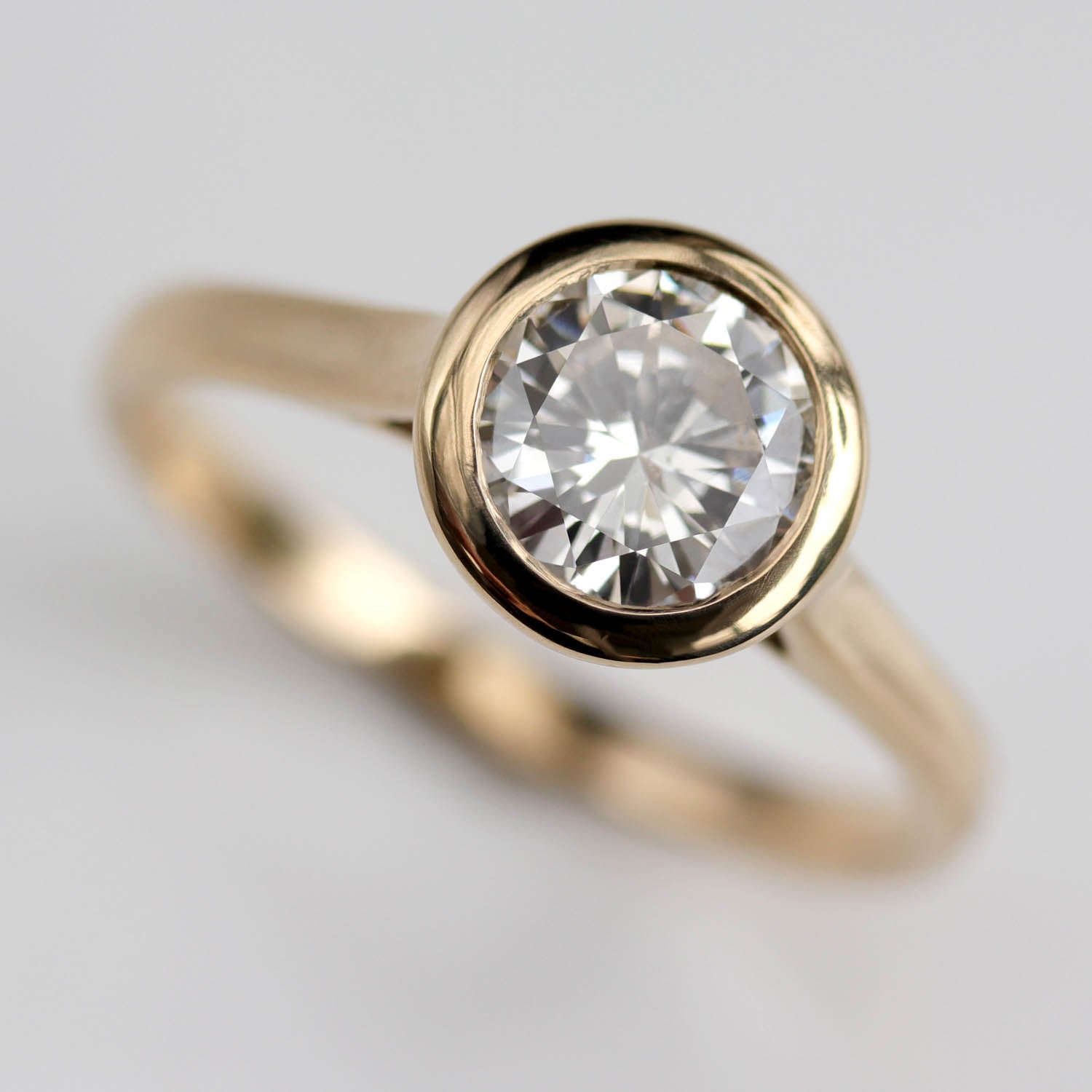 Round Brilliant Cut Open Bezel Solitaire Engagement Ring