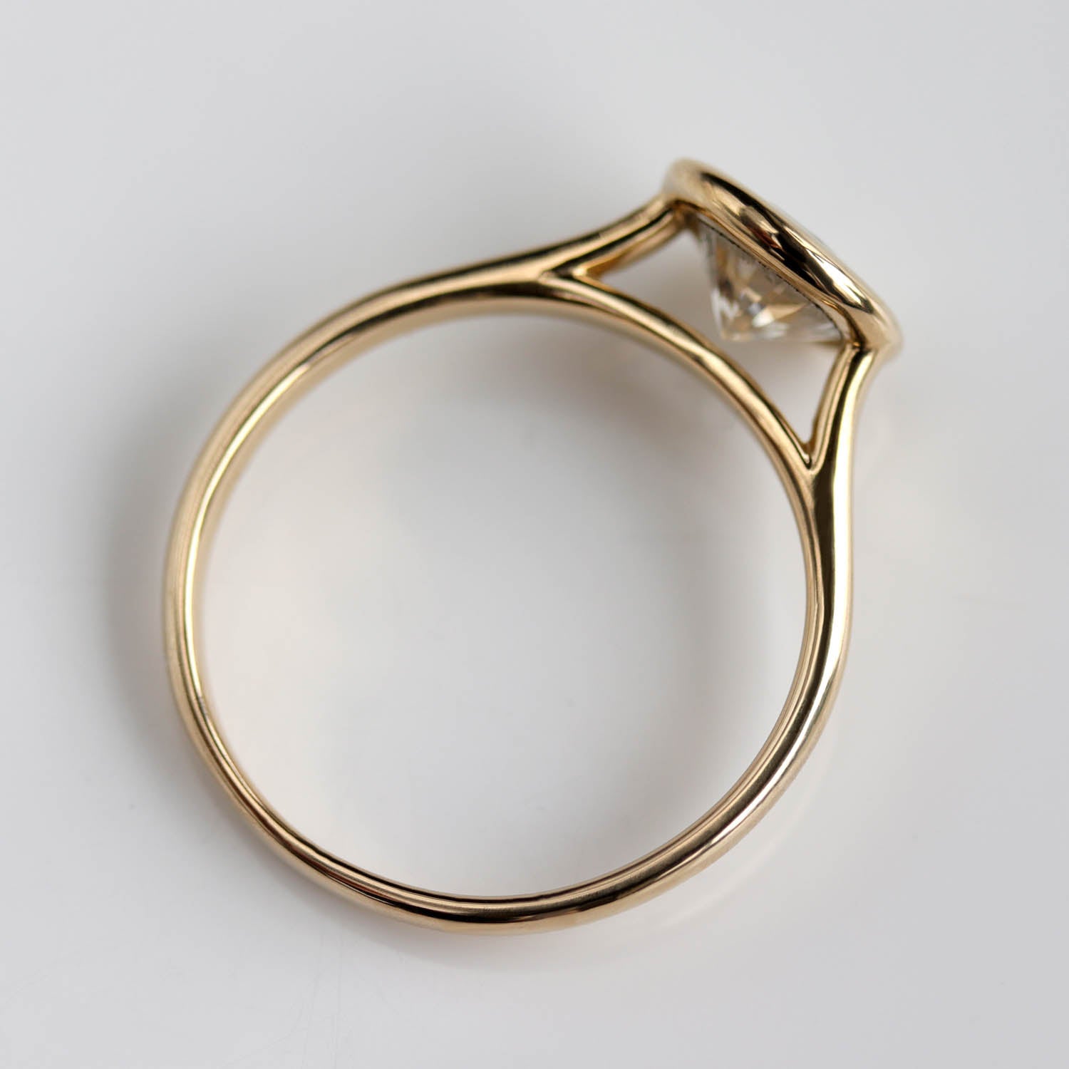 Round Brilliant Cut Open Bezel Solitaire Engagement Ring