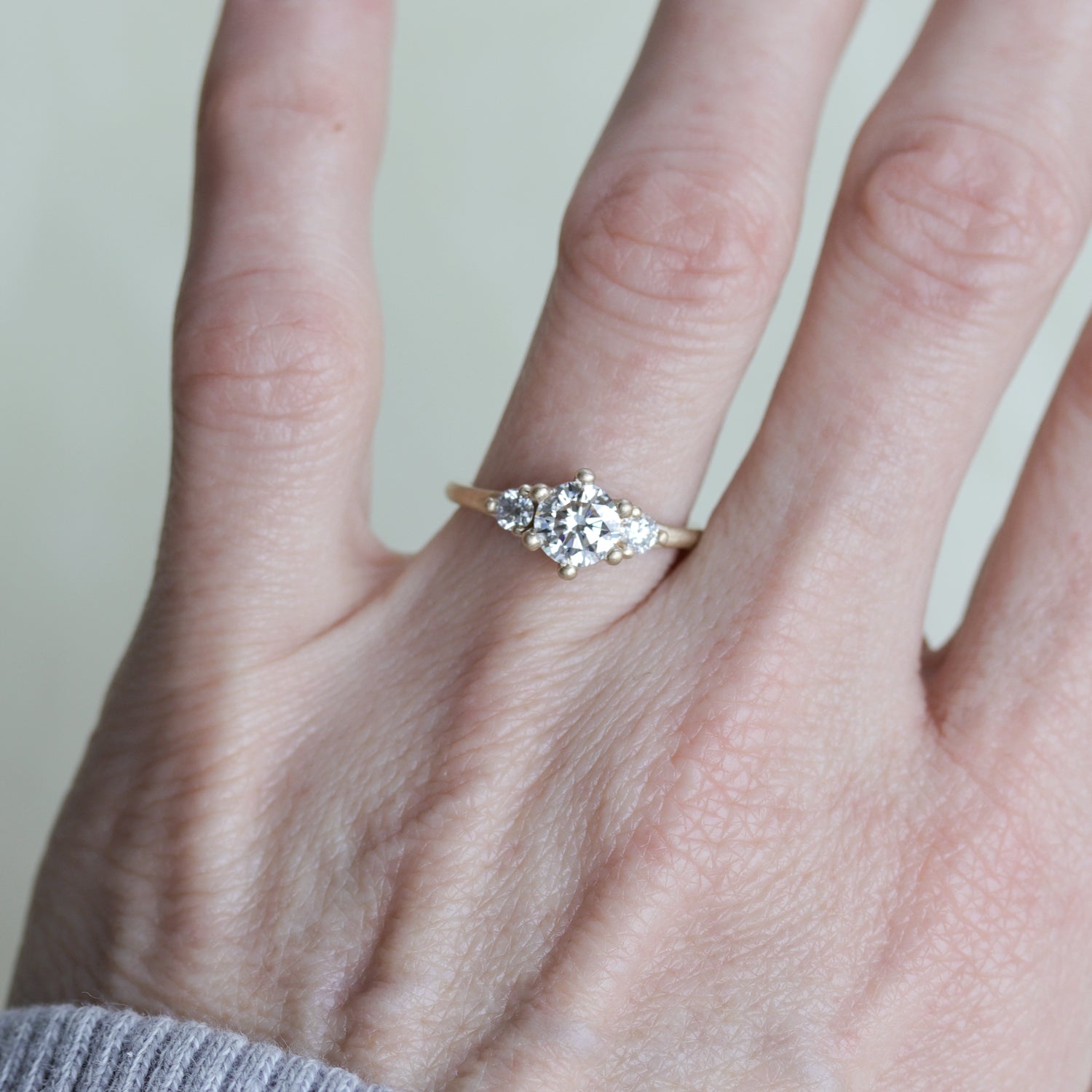 6mm Prong-set Three Stone Ring •