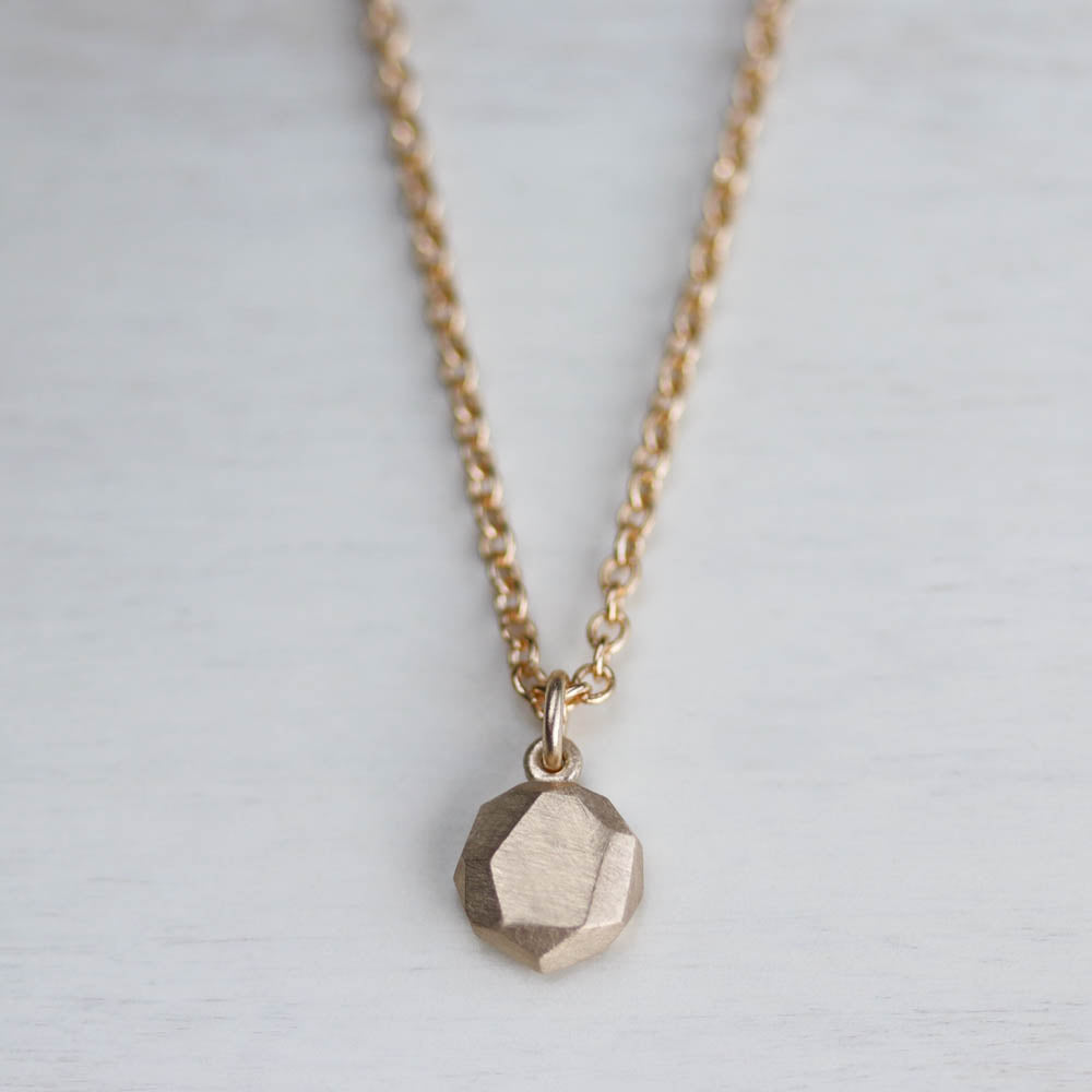 Tiny Round Faceted Pendant, Necklace - Aide-mémoire Jewelry