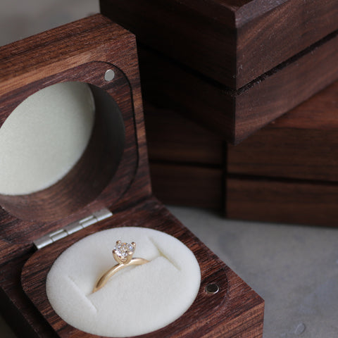 Handmade ring boxes from sustainable walnut