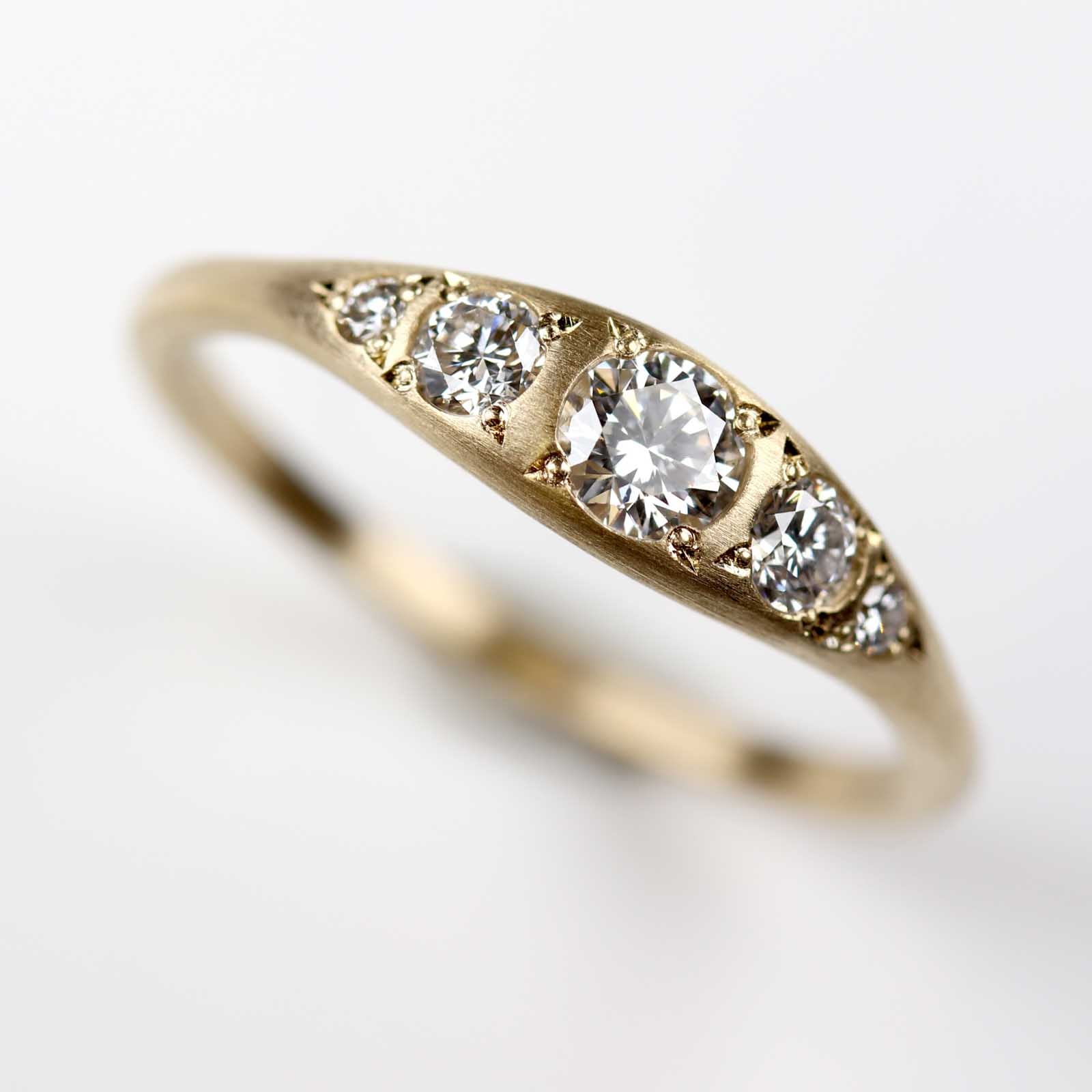 Bead-Set Five Stone Ring - 3.5mm Center Stone •