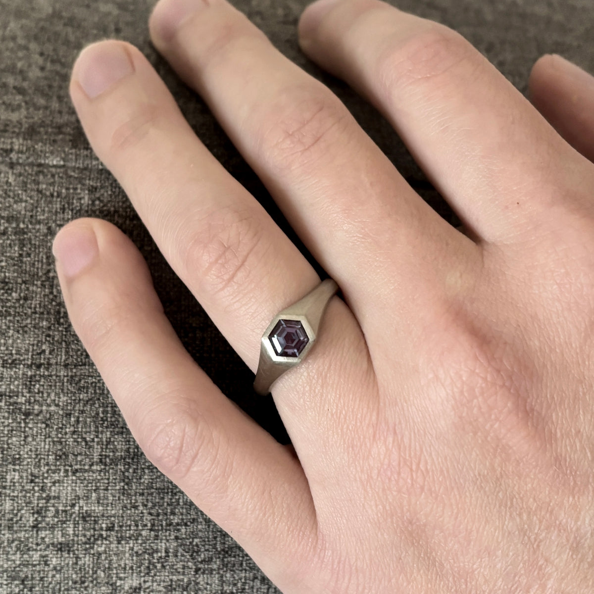 Hexagon Signet Engagement Ring