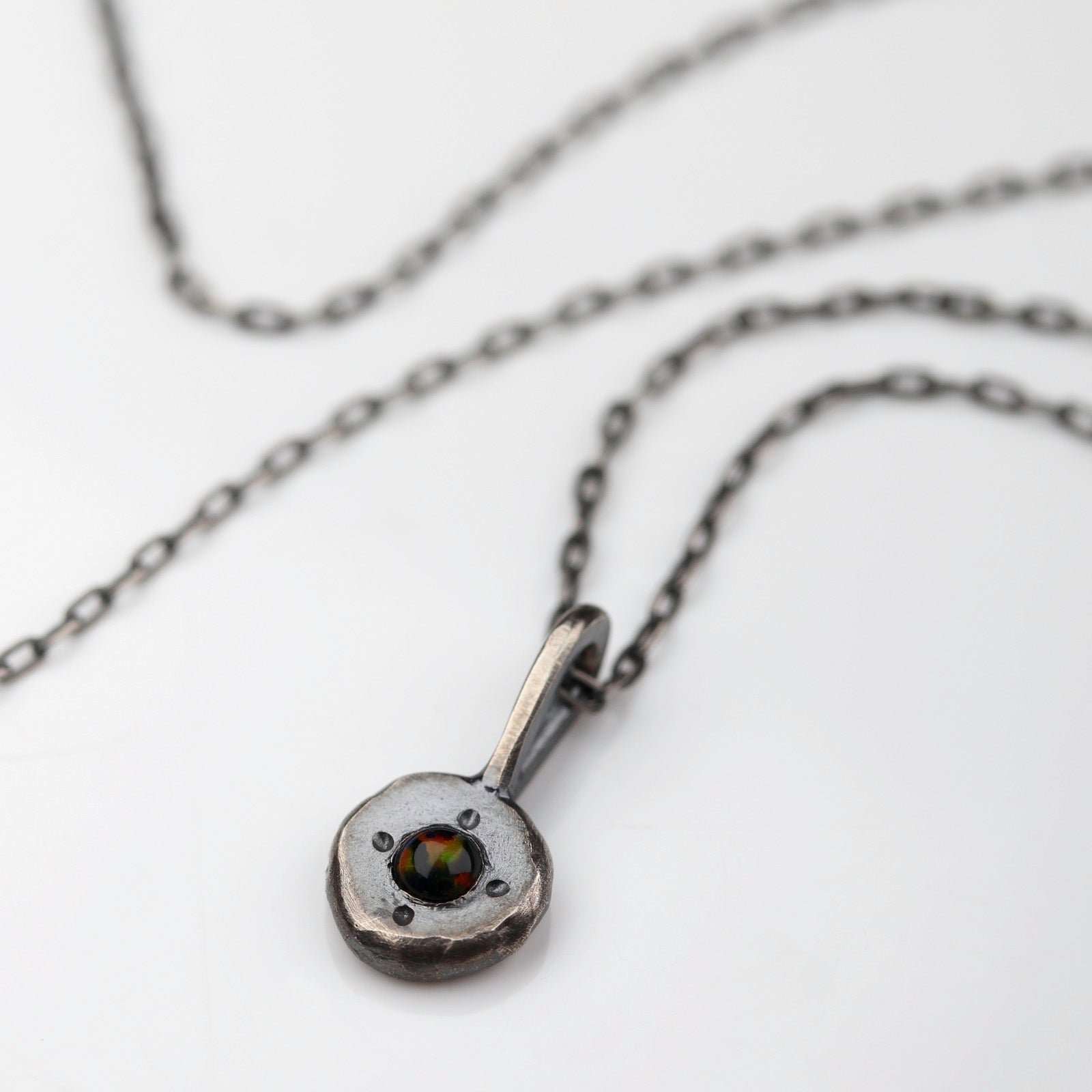 • Silver & Opal Pebble Pendant