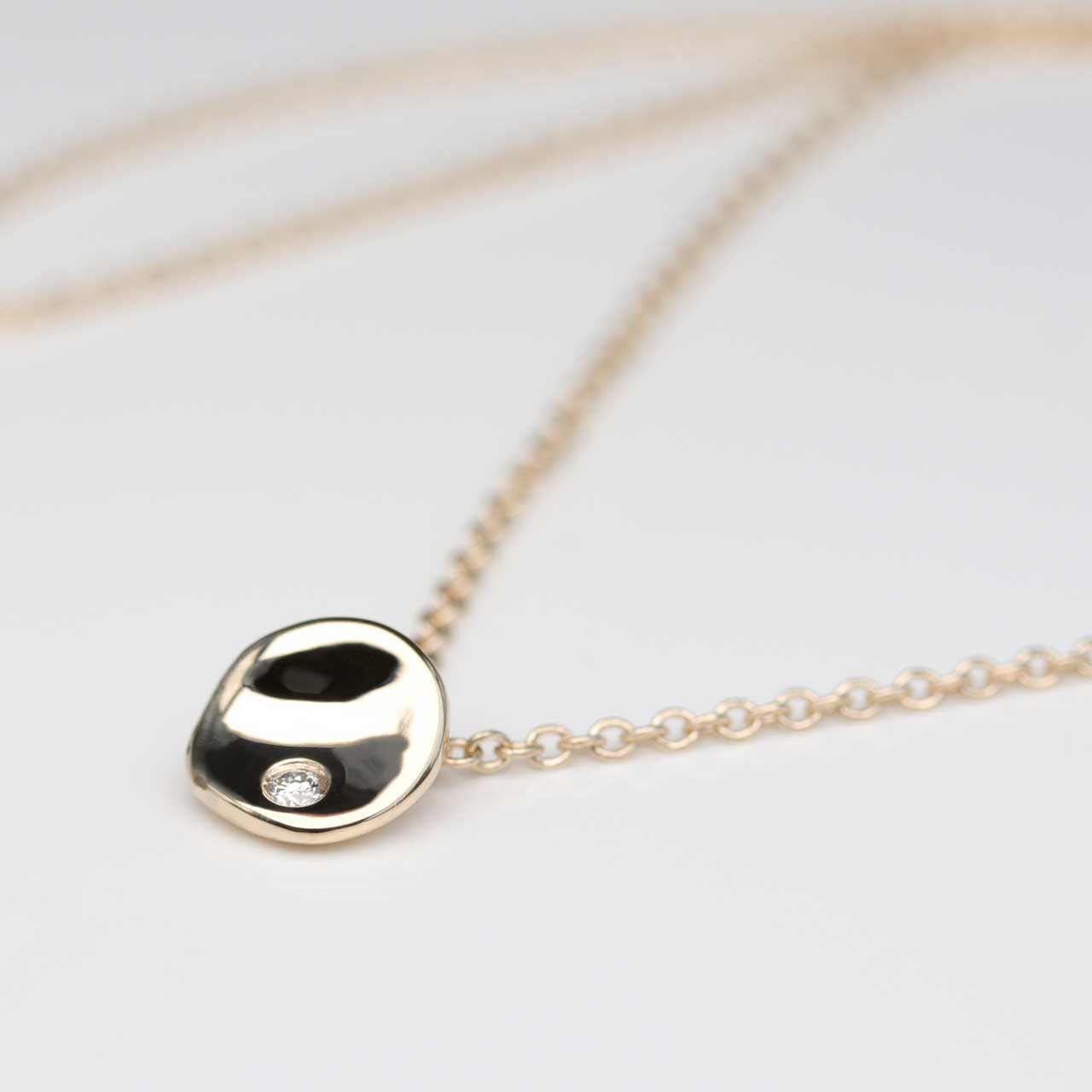 . Small Sculpted Disc Diamond Pendant