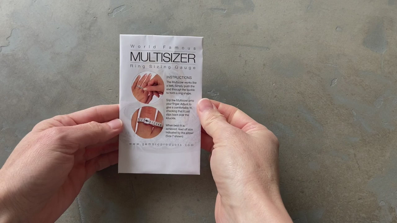 A video describing how to use the Multisizer Ring Sizing Gauge.