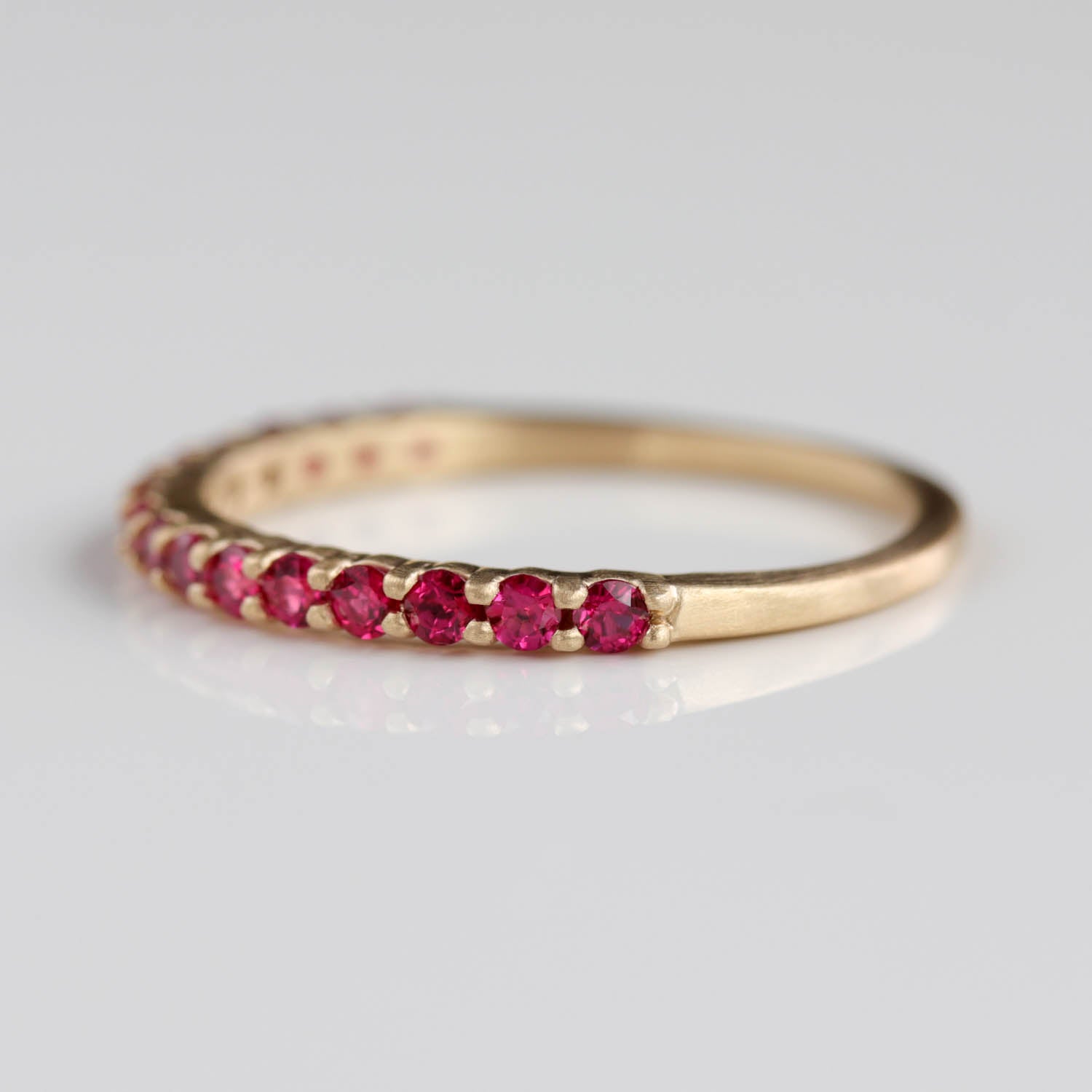 Scalloped Half Eternity Band with Chatham Rubies