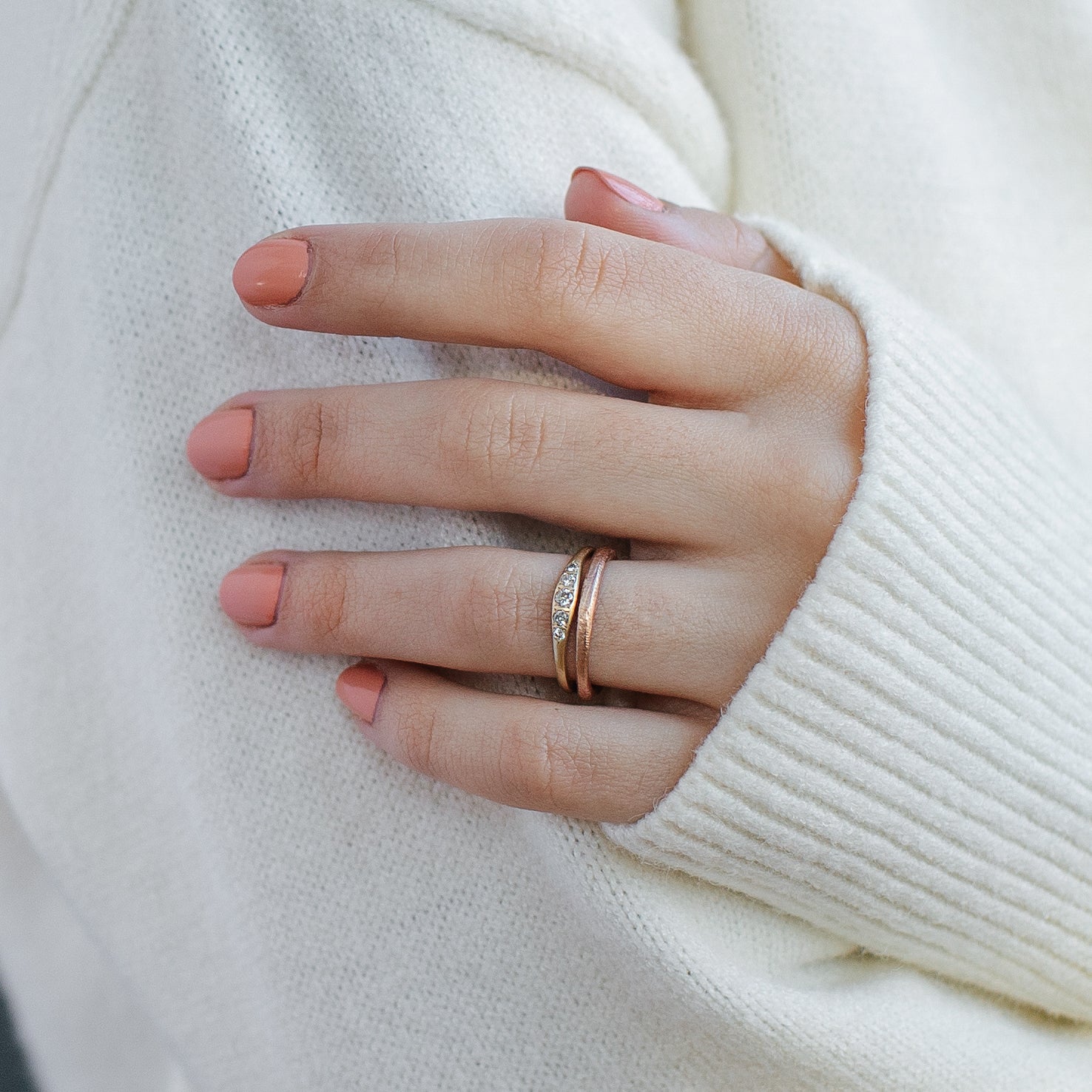 Narrow Hand-hewn Band •