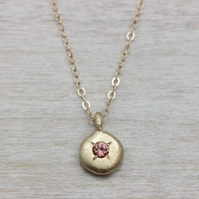 Peach sapphire hotsell necklace