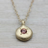 Pendant Necklace with 3mm Peach Sapphire, Engagement Ring - Aide-mémoire Jewelry