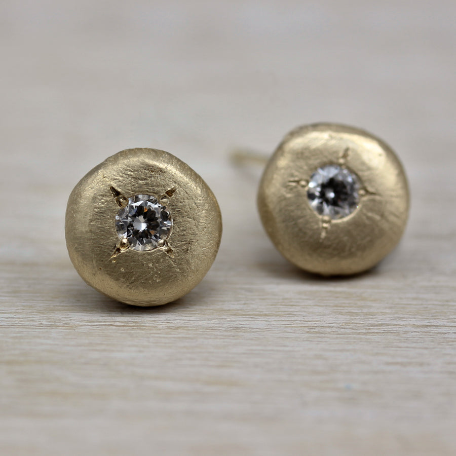 3mm Ancient Diamond Post Earrings, Earrings - Aide-mémoire Jewelry