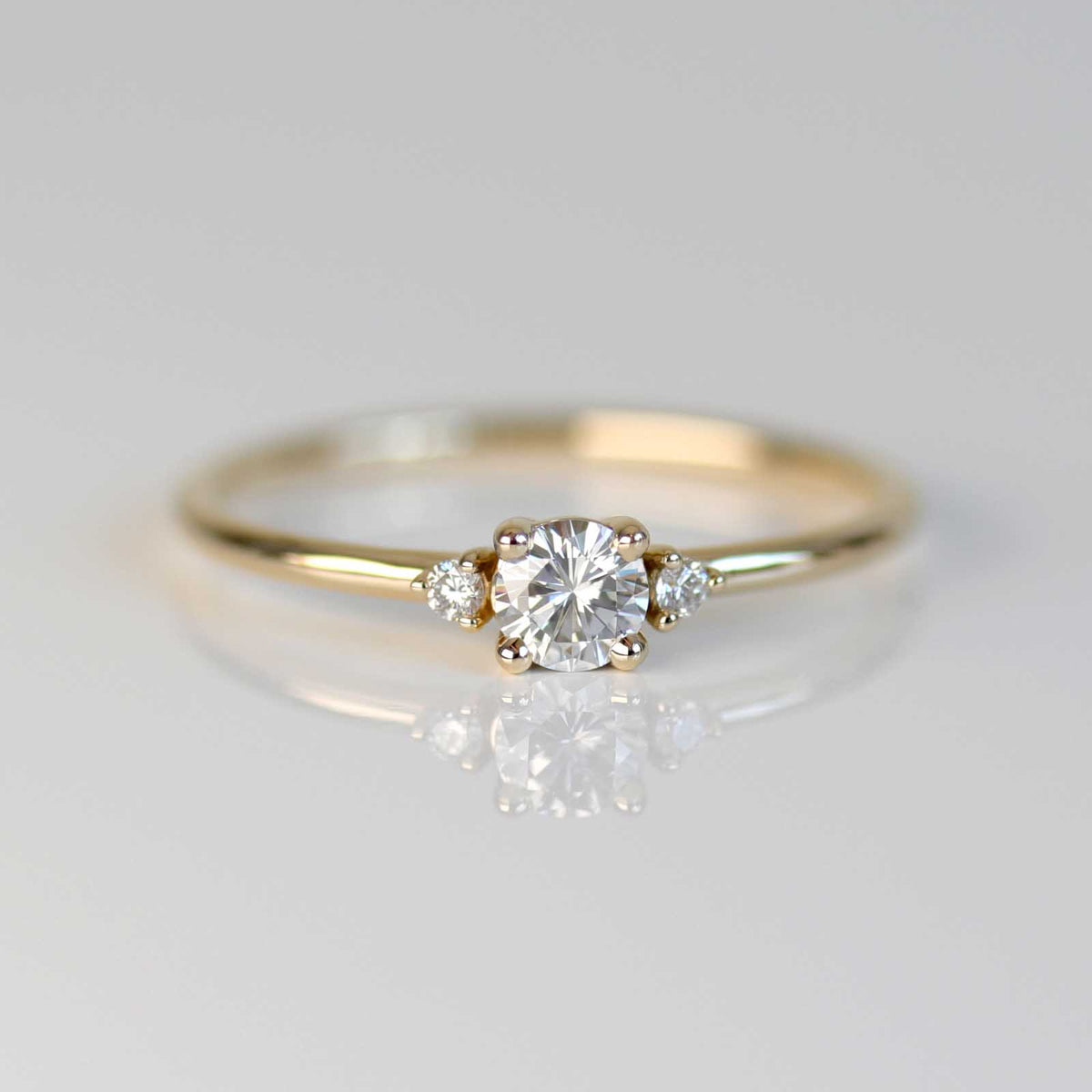 3 Stone Stack Rings 4mm Low-base Three Stone Stacking Ring