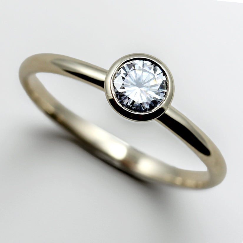 Moissanite & Yellow Gold Solitaire, Engagement Ring - Aide-mémoire Jewelry