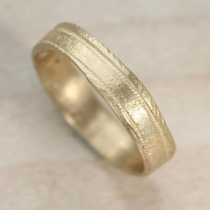 Ancient Texture Striped Ring, Women's Wedding Band - Aide-mémoire Jewelry