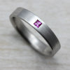 Pink Sapphire & Palladium Flat Band, Engagement Ring - Aide-mémoire Jewelry