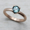 Rose Gold Crown Solitaire with Fair Trade Aqua Blue Sapphire, Engagement Ring - Aide-mémoire Jewelry
